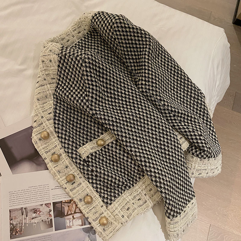 Chic Plaid Tweed Coat