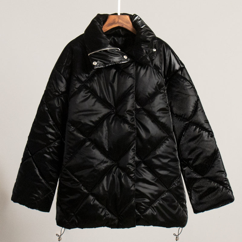 Chic Diamond Lattice Cotton Jacket
