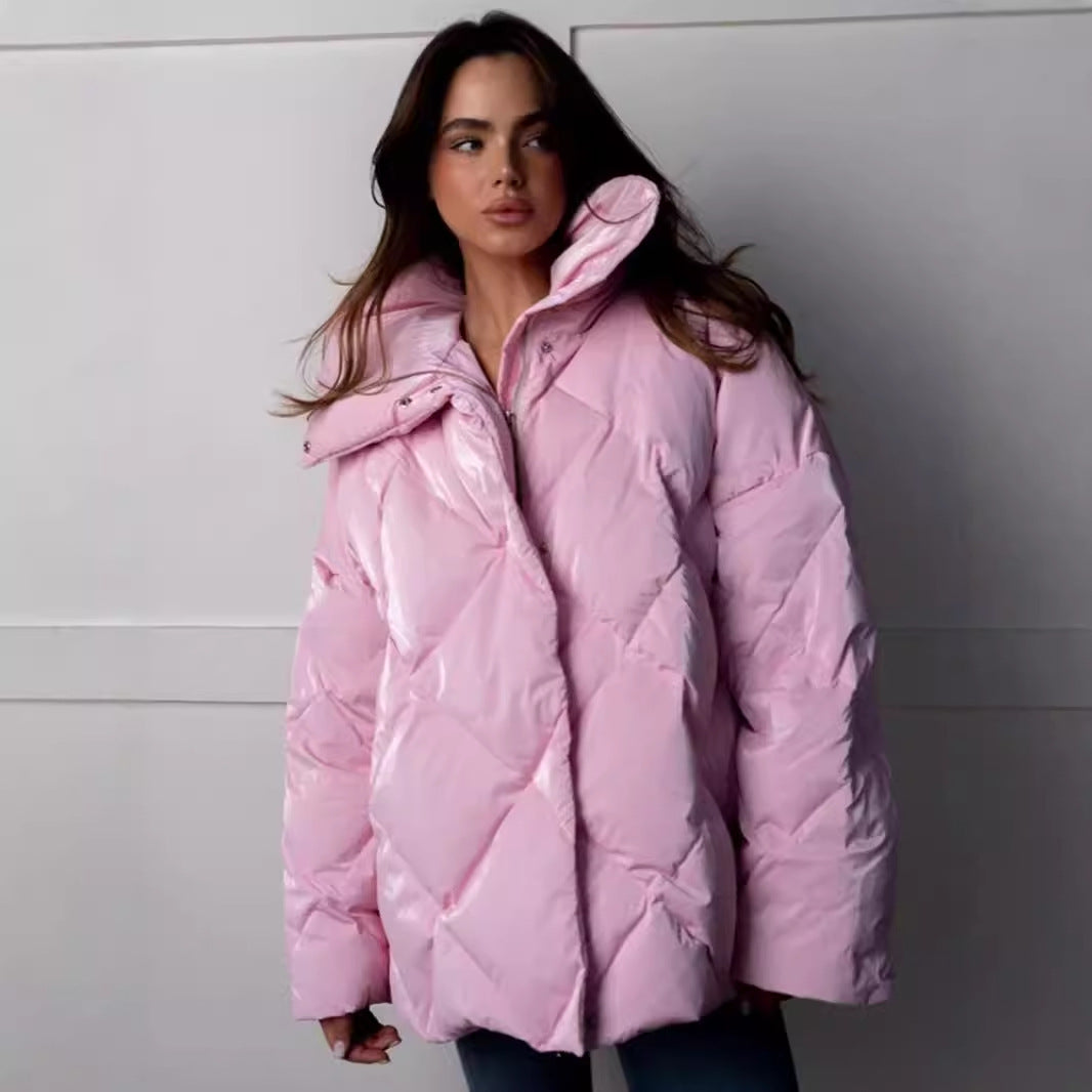 Chic Diamond Lattice Cotton Jacket