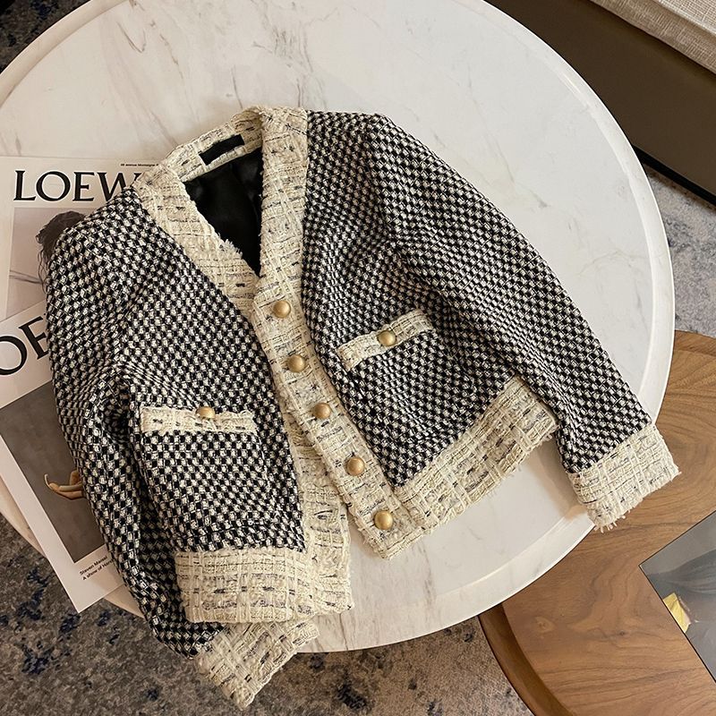 Chic Plaid Tweed Coat